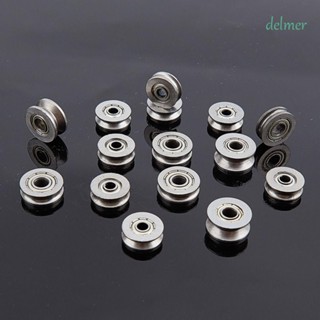 Delmer ตลับลูกปืนร่องลึก สําหรับรางรถไฟ V U Guide Roller Pulley Guide Pulley Deep Groove Pulley Bearing Tool Roller Wheel