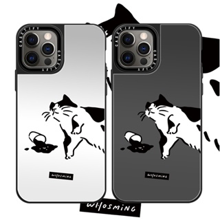 Casetify X WHOSMiNG - WHAT PC สีเงิน กระจกสีดํา เคส iPhone แบบแข็ง สําหรับ iPhone 15 14 13 12 11 Pro MAX IX XS MAX XR 6 6s 7 8 Plus เคสกันกระแทก