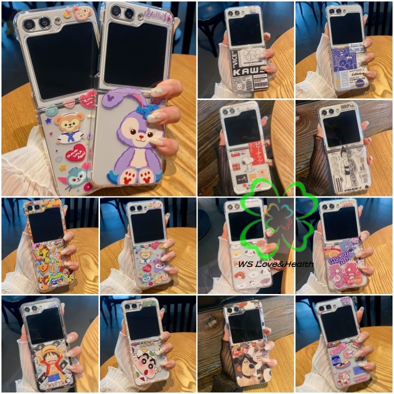 SAMSUNG แฟชั่นสร้างสรรค์ทาสีโปร่งใสฮาร์ดเคสโทรศัพท์ฝาครอบsamsung Galaxy Z Flip 6 Z Flip 5 Z Flip 4/3 Clearปลอกป้องกันกันกระแทกShell Z Flip5 4 3