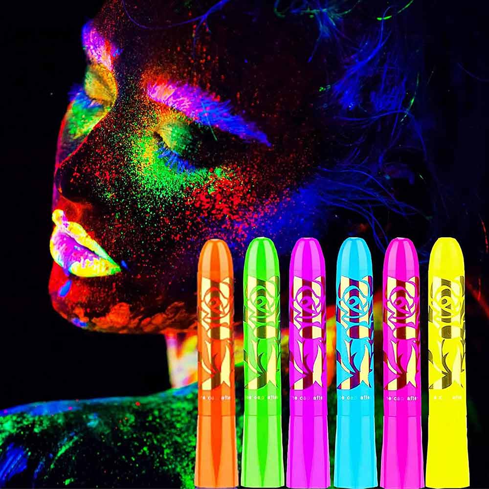 6 Pack Glow in the Dark Face Body Paint Glow Sticks Markers Makeup Face  Paintih