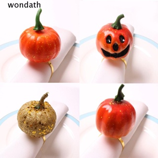 Wonda แหวนรัดผ้าเช็ดปาก โลหะ รูปฟักทอง สีทอง สําหรับตกแต่งปาร์ตี้ฮาโลวีน 2 ชิ้น