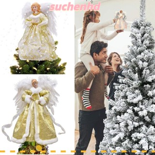 Suchenhd จี้ตุ๊กตานางฟ้านางฟ้า ดาว คริสต์มาส เรืองแสง LED สําหรับตกแต่งต้นคริสต์มาส