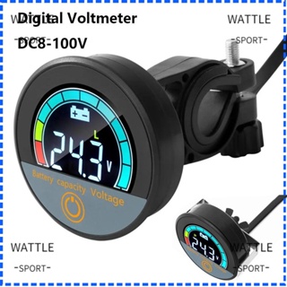 Wattle เครื่องวัดอุณหภูมิแบตเตอรี่ดิจิทัล DC8-100V หน้าจอ LCD กันน้ํา ทรงกลม