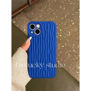 Niche Klein เคสโทรศัพท์มือถือ กันตก ป้องกัน ลายระลอกคลื่นน้ํา สีฟ้า สําหรับ Apple Iphone 14promax 13 11 14pro 13pro 14