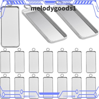 Melodygoods1 จี้ถาดสเตนเลส ทรงสี่เหลี่ยมผืนผ้า สีเงิน สําหรับทําเครื่องประดับ แฮนด์เมด