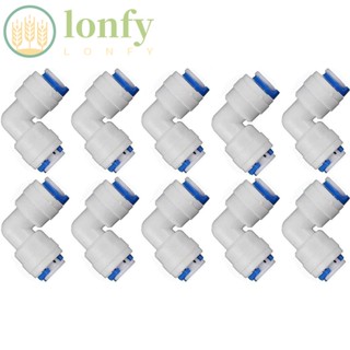 Lonfy ข้อต่อท่อเชื่อมต่อท่อน้ํา ตัว L 1/4 นิ้ว 10 ชิ้น