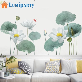 Lumiparty สติกเกอร์ไวนิล Pvc ลายใบบัว มีกาวในตัว สําหรับติดตกแต่งผนังห้องนอน ห้องนั่งเล่น พื้นหลังทีวี 1 แผ่น 2 แผ่น