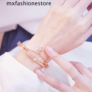 Mxfashione สร้อยข้อมือ รูปดาว ประดับเพชรเทียม คุณภาพสูง เรียบง่าย หรูหรา เครื่องประดับแฟชั่น สําหรับผู้หญิง