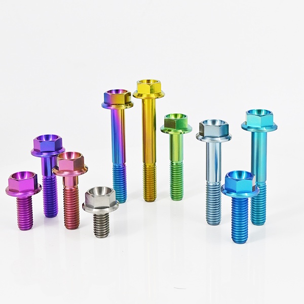 สกรูหน้าแปลนไทเทเนียม หัวหกเหลี่ยม M6 GR5 TC4 M6X10 มม.-70 มม.