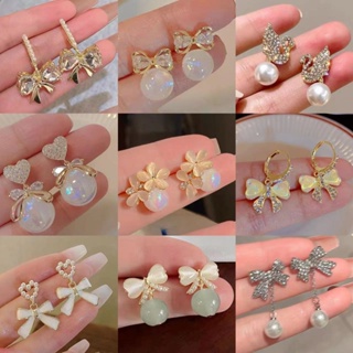 ใหม่ ต่างหูเข็มเงิน S925 ประดับมุก หินบริสุทธิ์ สําหรับผู้หญ…