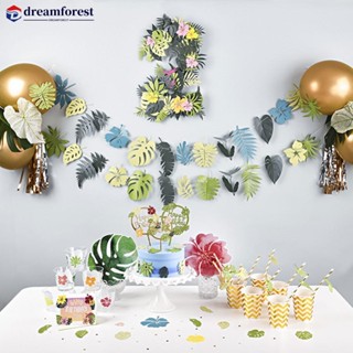 Dreamforest กระดาษลายใบไม้ ธีมซาฟารี สีเขียว สําหรับตกแต่งปาร์ตี้วันเกิดเด็ก DIY H5M4 100 ชิ้น ต่อถุง