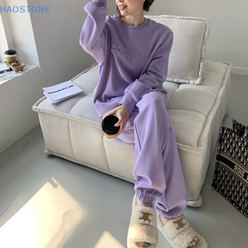[HSNE] เสื้อกันหนาว และกางเกงวอร์มลําลอง ทรงหลวม สองชิ้น แฟชั่นสําหรับผู้หญิง MCL