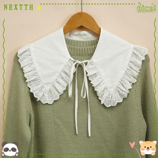 Nextth เสื้อเบลาส์ คอปกปลอม ลายดอกไม้ ลูกไม้ สไตล์วินเทจ