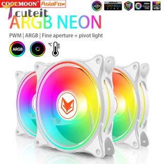 Tcuteit COOLMOON พัดลมระบายความร้อน 12V 4 Pin PWM 5V 3 Pin ARGB 120 มม. สําหรับคอมพิวเตอร์