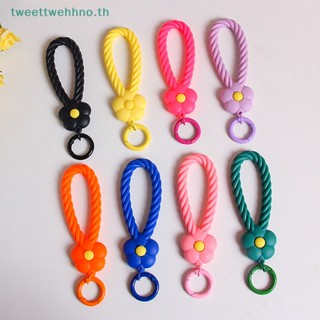 Tweettwehhno สายรัดข้อมือซิลิโคน ลายดอกไม้น่ารัก สําหรับแขวนโทรศัพท์มือถือ