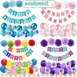 Wisdomest ลูกโป่งแบนเนอร์ ธีมนางเงือก ดอกไม้ สําหรับตกแต่งปาร์ตี้วันเกิด