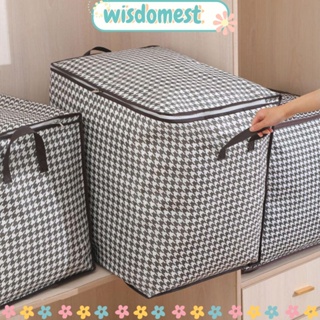 Wisdomest กระเป๋าเก็บเสื้อผ้า ผ้าห่ม ผ้านอนวูฟเวน แบบพกพา พร้อมหูหิ้ว จุของได้เยอะ พับได้ สําหรับบ้าน