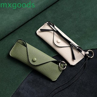 Mxgoods เคสแว่นตาหนัง PU พร้อมสายคล้องคอ กรอบแว่นสายตาสั้น สําหรับผู้ชาย และผู้หญิง