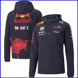 เสื้อกันหนาวแขนยาวลําลอง มีฮู้ด ทรงหลวม ลายทีมแข่งรถกระทิง F1 สีแดง พลัสไซซ์ สําหรับผู้ชาย และผู้หญิง PG1 2022