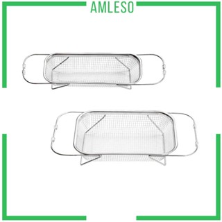 [Amleso] ตะกร้าระบายน้ํา ระบายน้ํา เหนืออ่างล้างจาน กระชอน พับเก็บได้ สําหรับล้างผัก ผลไม้