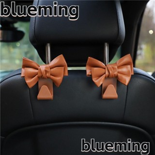 Blueming2 ตะขอแขวนกระเป๋า หนัง PU ประดับโบว์ อุปกรณ์เสริม สําหรับติดเบาะหลังรถยนต์