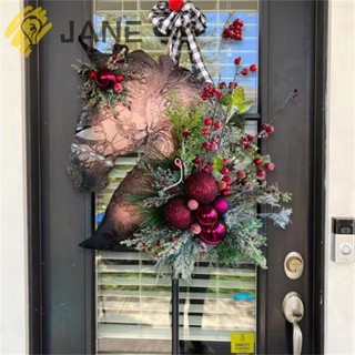 Jane พวงหรีดคริสต์มาสจําลอง สําหรับแขวนตกแต่งประตูหน้าบ้าน