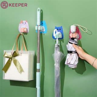 Holefree Mop Hook ชั้นวางของในห้องน้ำไม้กวาดแบบแขวนที่ใส่คลิป Traceless Wall Storage Rack ไม่มีการเจาะที่เก็บของในบ้านขอบโค้งมนและที่เก็บมุมตะขอ 9 10 2 ซม.ติดแน่น 【ผู้รักษา】