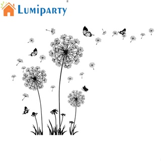 Lumiparty สติกเกอร์ติดผนัง ลายดอกแดนดิไลออน โรแมนติก กันน้ํา ลอกออกได้ สําหรับตกแต่งพื้นหลังห้องนอน ห้องนั่งเล่น 2 ชิ้น