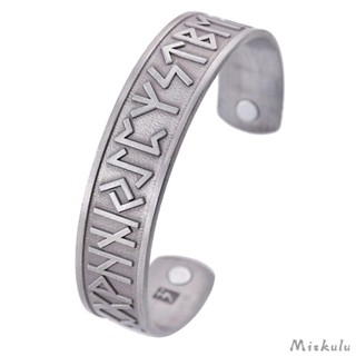 [Miskulu] Runes นอร์ดิก กําไลข้อมือ เปิด กําไลข้อมือ สร้อยข้อมือ สายรัดข้อมือ เครื่องประดับชนเผ่า สําหรับ