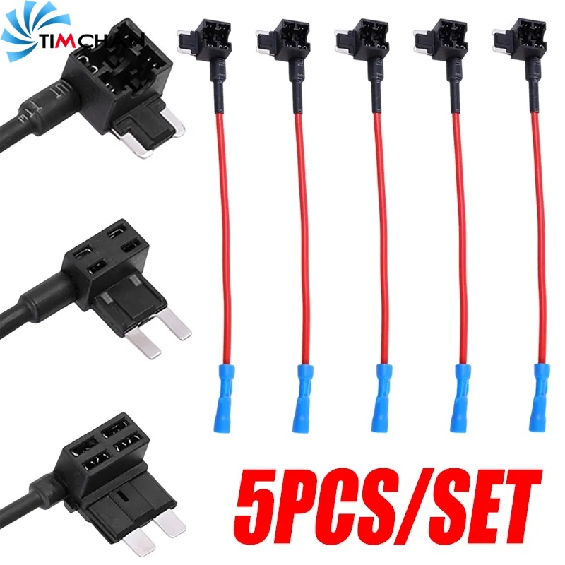 สวิตช์ฟิวส์รถยนต์ PVC ขนาดเล็ก / กล่องฟิวส์ ติดตั้งง่าย 5 ชิ้น / อะแดปเตอร์ฟิวส์วงจร / ฟิวส์ TAP อัตโนมัติ สําหรับรถตู้ รถจักรยานยนต์ เรือ แทรกเตอร์