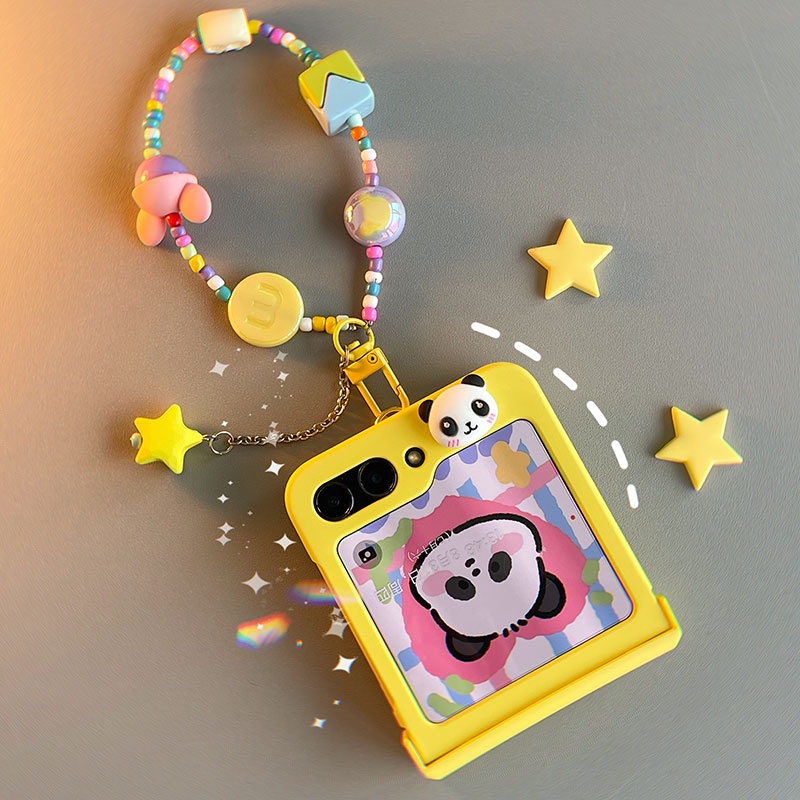 Luken เคสโทรศัพท์ ลายกบน่ารัก พร้อมสายคล้องข้อมือ บานพับ สําหรับ Samsung Galaxy Z Flip 5