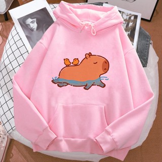 Capybara เสื้อวอร์มแขนยาว มีฮู้ด ลายการ์ตูนอนิเมะ สําหรับผู้หญิง