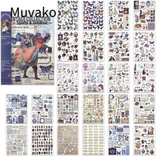 Muvako สติกเกอร์วาชิ หลากสี สําหรับตกแต่งสมุดภาพ DIY 24 แผ่น