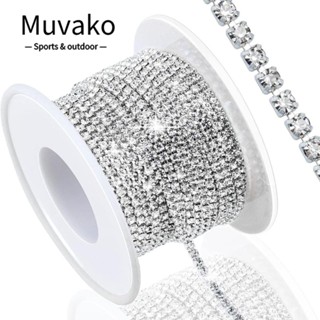 Muvako สายโซ่คริสตัล พลอยเทียม SS6 2 มม. 10 หลา สีเงิน สําหรับทําเครื่องประดับ งานฝีมือ DIY