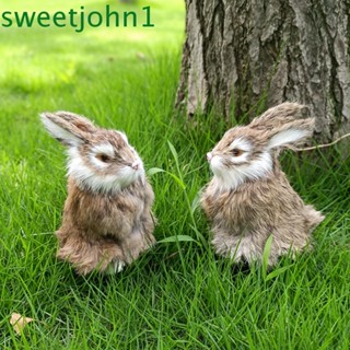 Sweetjohn ของเล่นโมเดลกระต่ายจําลอง ของขวัญ สําหรับตกแต่งบ้าน ภายในรถยนต์