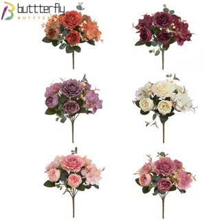 Buttterfly ดอกกุหลาบประดิษฐ์ ผ้าไหม สไตล์เรโทร DIY สําหรับตกแต่งโต๊ะ งานแต่งงาน