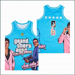 เสื้อกีฬาบาสเก็ตบอลแขนกุด ลายทีม SY3 GTA Vice City Stories Ice Blue Jersey พลัสไซซ์ สําหรับผู้ชาย และผู้หญิง YS3