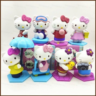 Cool ใหม่ โมเดลฟิกเกอร์ Sanrio Hello Kitty เหมาะกับฤดูร้อน ของเล่นสําหรับเด็ก ตกแต่งบ้าน 8 ชิ้น