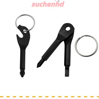 Suchenhd EDC เครื่องมือไขควง, CV-A เครื่องมือไขควงสีดํา, ไขควงหัวแบน พร้อมพวงกุญแจประแจหกเหลี่ยม เครื่องมือสําหรับโครงการ DIY