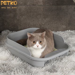 Petko กระบะทราย รั้วข้างสูง ป้องกันการรั่วไหล ฝาบน กึ่งปิด สําหรับสัตว์เลี้ยง ห้องน้ํา