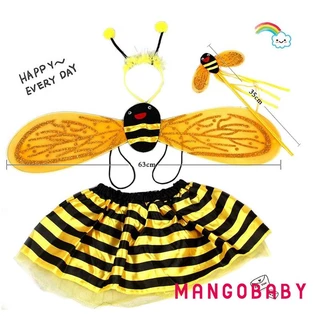 (จัดส่งในกรุงเทพฯ)-ฮาโลวีนเด็กเครื่องแต่งกายประสิทธิภาพชุด Bee/Ladybug Wing Tutu กระโปรงแถบคาดศีรษะ Wand คอสเพลย์อุปกรณ์เสริม