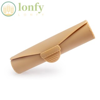 Lonfy กระเป๋าใส่แปรงแต่งหน้า ซิลิโคน ทรงกระบอก สีน้ําตาล กันน้ํา แบบพกพา ทนทาน