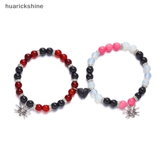 Huarickshine^^ สร้อยข้อมือ ลูกปัดแม่เหล็ก ลายแมงมุม หัวใจ ฮาโลวีน 1/2 ชิ้น