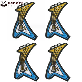 Wonder แผ่นแพทช์กีตาร์ โลหะหนัก สีฟ้า สําหรับผู้ใหญ่ 4 ชิ้น