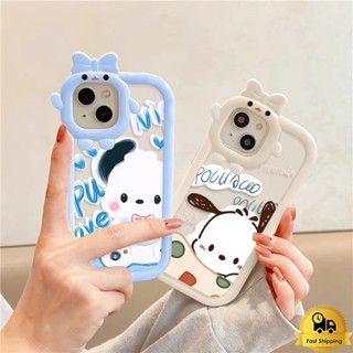 เคสโทรศัพท์คู่สำหรับไอโฟน 11 12 13 14 15 Pro Max XR 7 6 8 Plus X XS MAX สุนัขน่ารัก ธนูใหม่เลนส์สร้างสรรค์เคสมือถือ