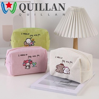 Quillan กระเป๋าใส่เหรียญ, กระเป๋าเครื่องสําอาง ลายการ์ตูน Cinnamoroll, กระเป๋าเครื่องสําอาง ผ้าลูกฟูก แบบนิ่ม ลายการ์ตูนเมโลดี้ สําหรับเดินทาง จัดระเบียบเครื่องสําอางเด็ก