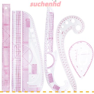 Suchenhd ไม้บรรทัดโค้ง PVC แบบนิ่ม สําหรับตัดเย็บเสื้อผ้า 6 ชิ้น