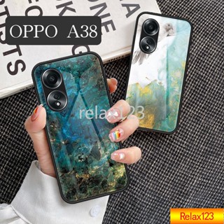 เคสโทรศัพท์มือถือกระจกนิรภัย ลายหินอ่อน สําหรับ OPPO A38 2023