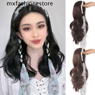 Mxfashione วิกผมสังเคราะห์ แบบถัก ครึ่งวงกลม ลายดอกไม้ สีน้ําตาล สําหรับผู้หญิง