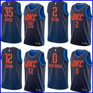 เสื้อกีฬาบาสเก็ตบอลแขนกุด ลายทีม GP1 NBA Jersey Thunders Felton Dozier Adams Westbrook PG1 สไตล์คลาสสิก